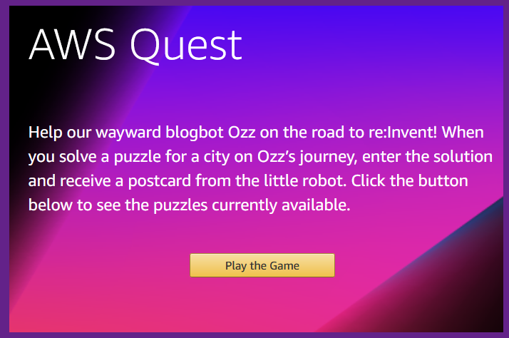 AWS Quest 2 – The Road to re:Invent