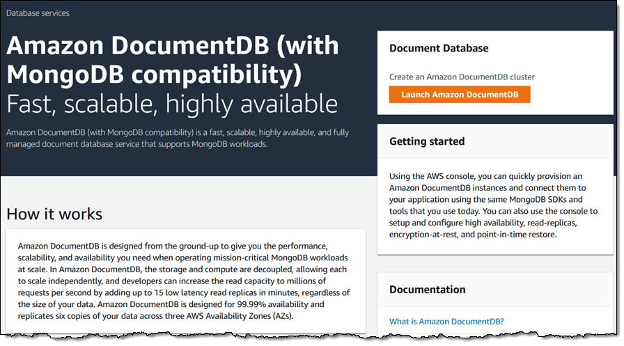 New – Amazon DocumentDB (with MongoDB Compatibility): Fast, Scalable, and Highly Available